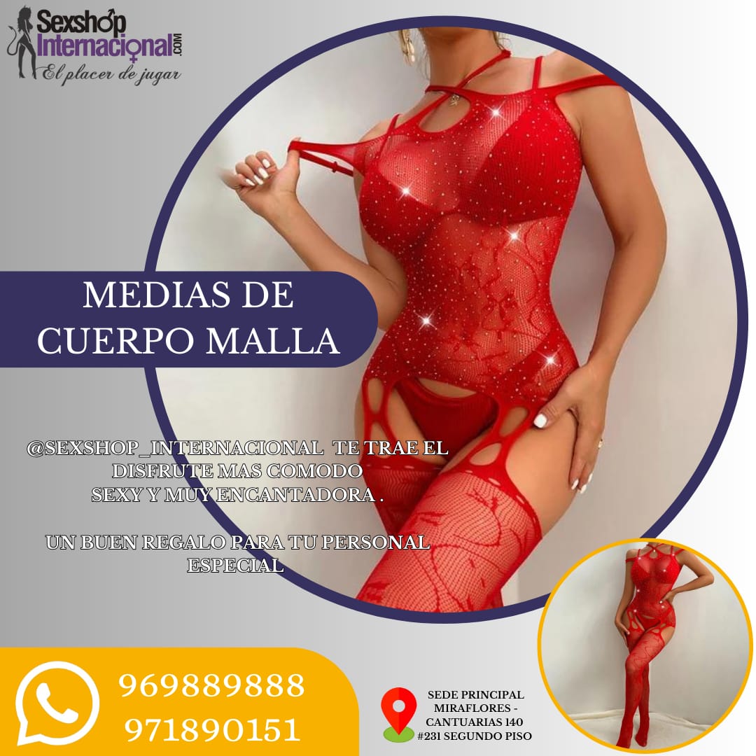 LENCERIA MALLA SEXY ROJA-TRANSPARENTE - PAREJAS EROTICAS-SEXSHOP LIMA 971890151 